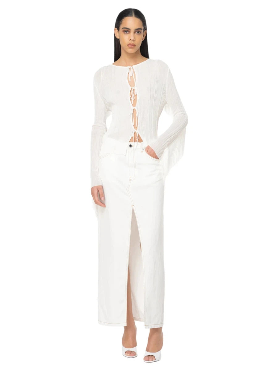 Cardigan Zelig Leggero con Frange-Pinko-Maglieria-Vittorio Citro Boutique