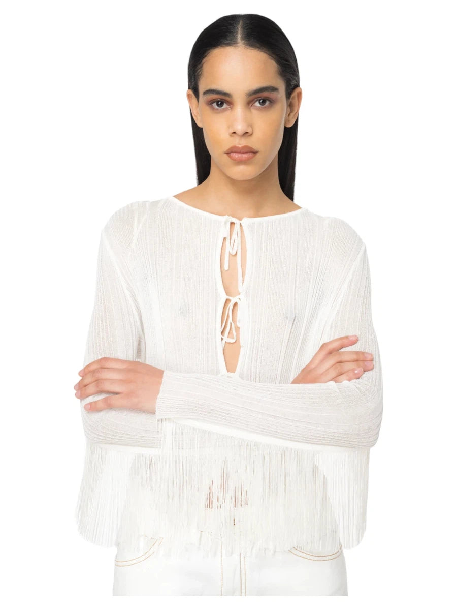 Cardigan Zelig Leggero con Frange-Pinko-Maglieria-Vittorio Citro Boutique