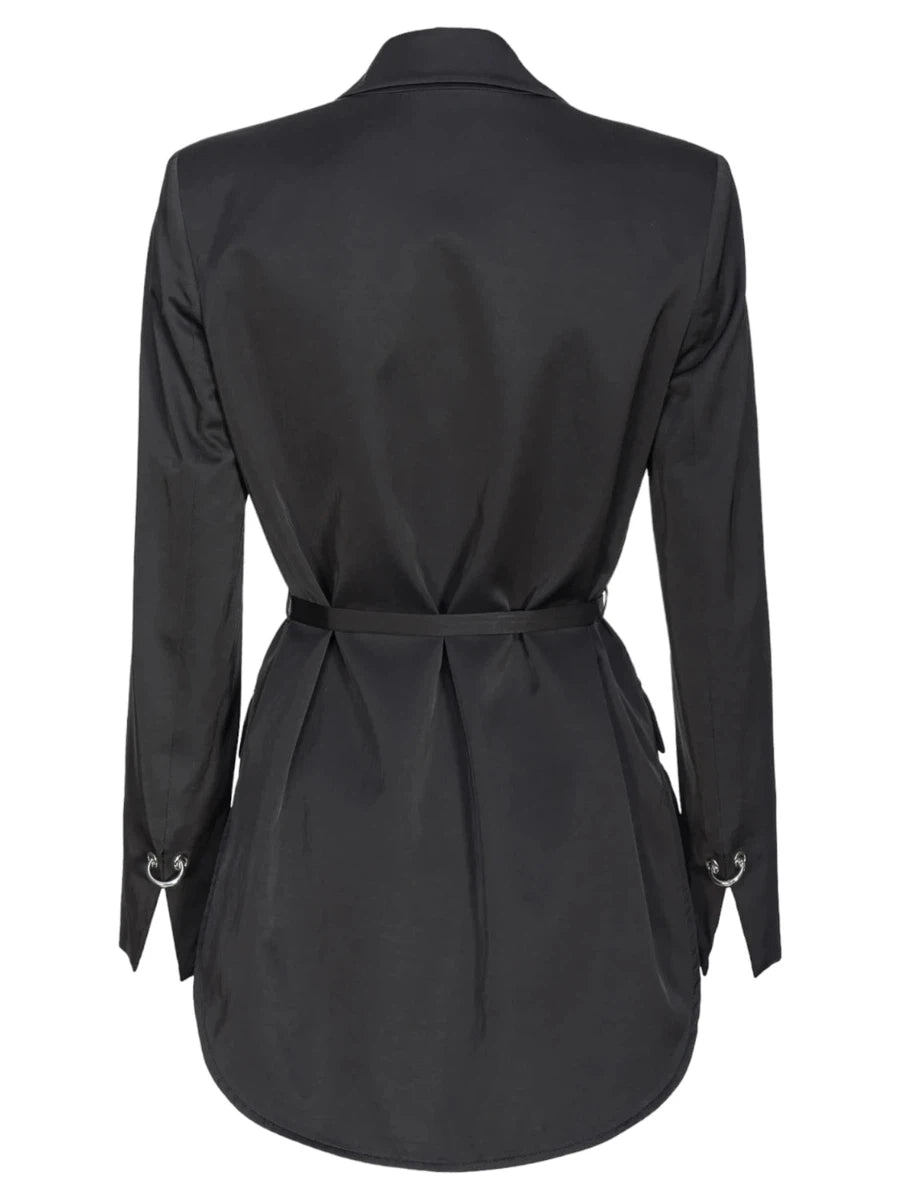 Blazer "Goldeneye" in Satin con Cintura Sottile nero-Giacche-Pinko-Vittorio Citro Boutique