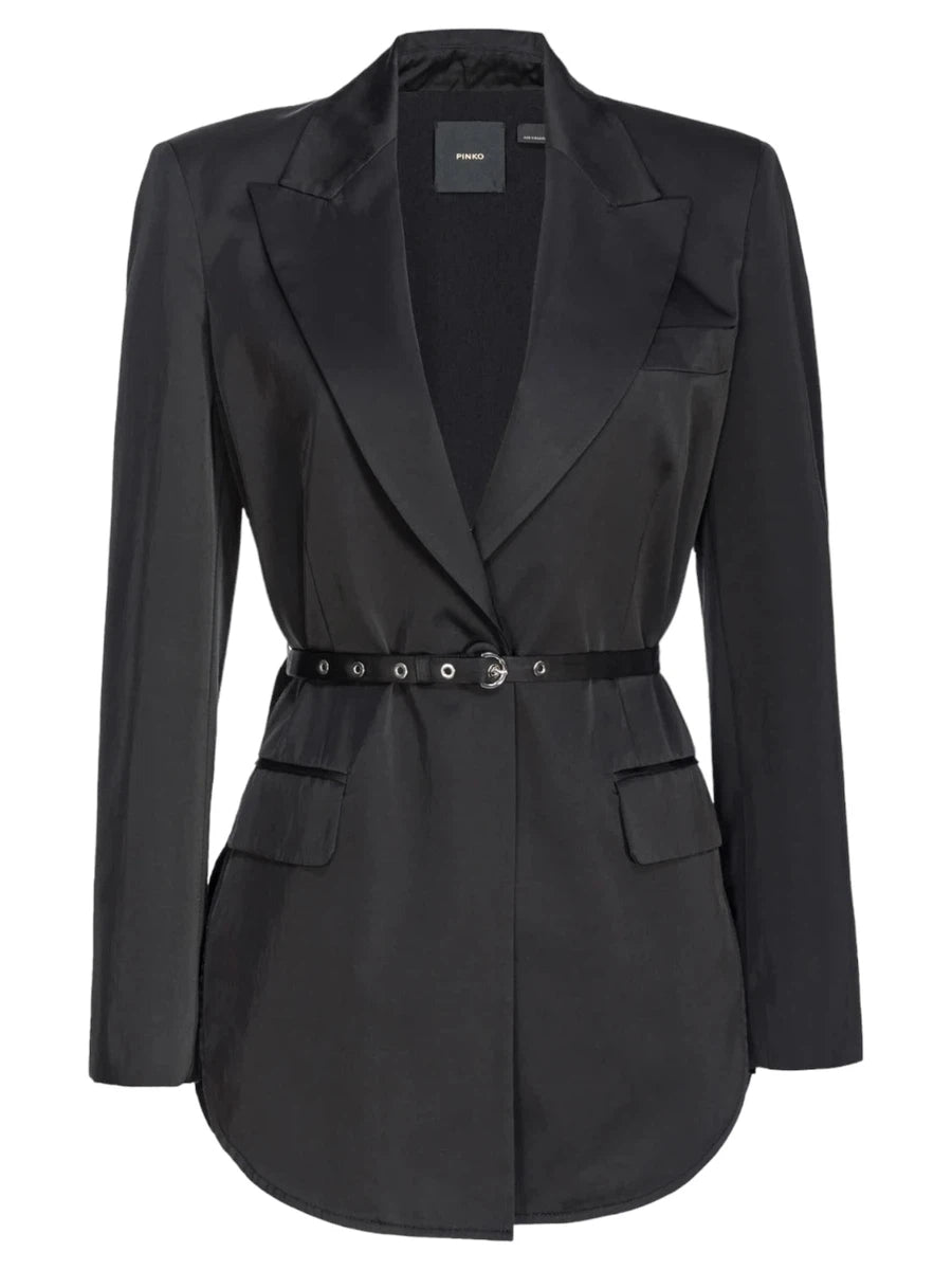 Blazer "Goldeneye" in Satin con Cintura Sottile nero-Giacche-Pinko-Vittorio Citro Boutique