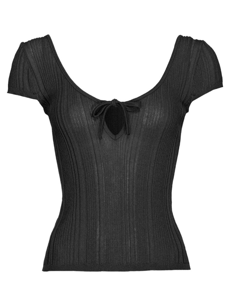 Top Venom con Frange e Cut Out in Maglia a Costine-Pinko-Top-Vittorio Citro Boutique