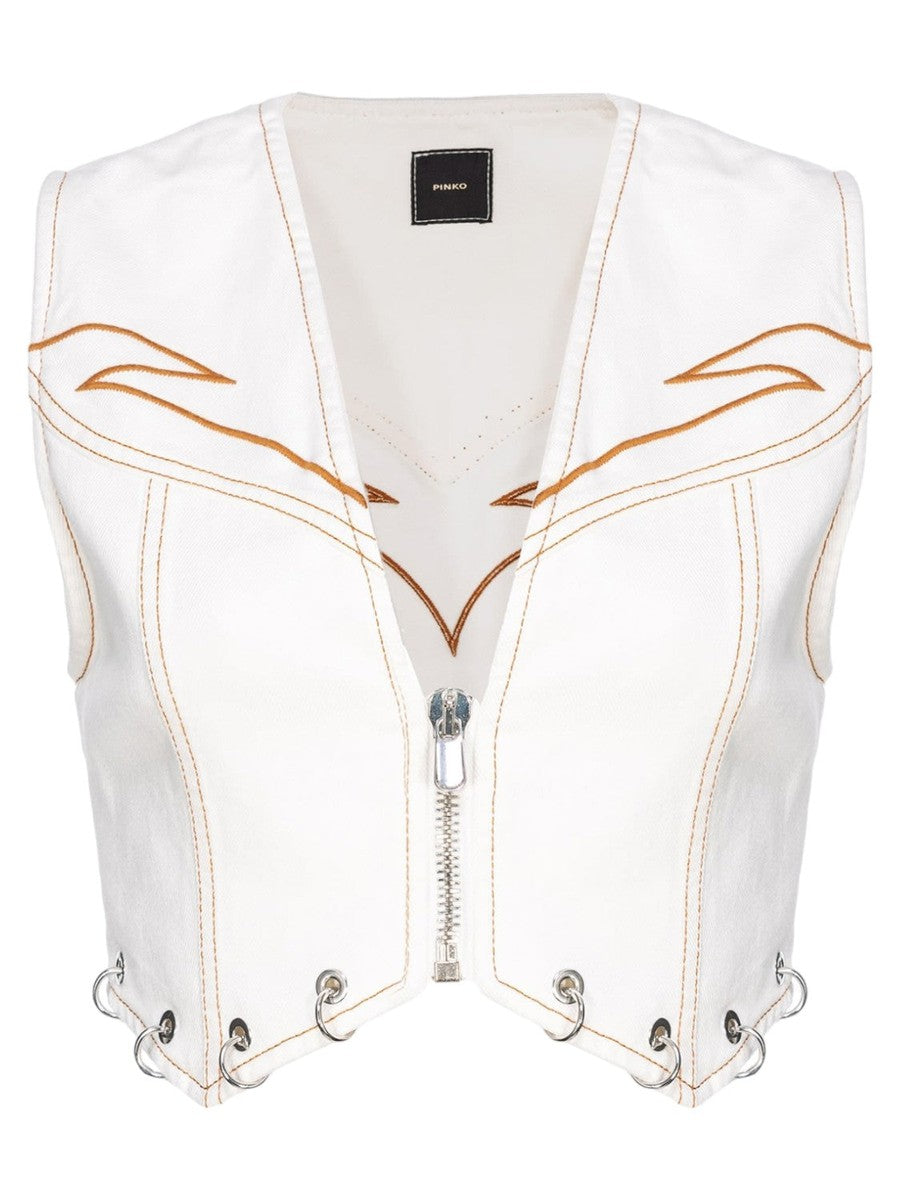 Gilet "Dracula" con Ricamo Tribale e Dettagli in Metallo-Pinko-Gilet-Vittorio Citro Boutique