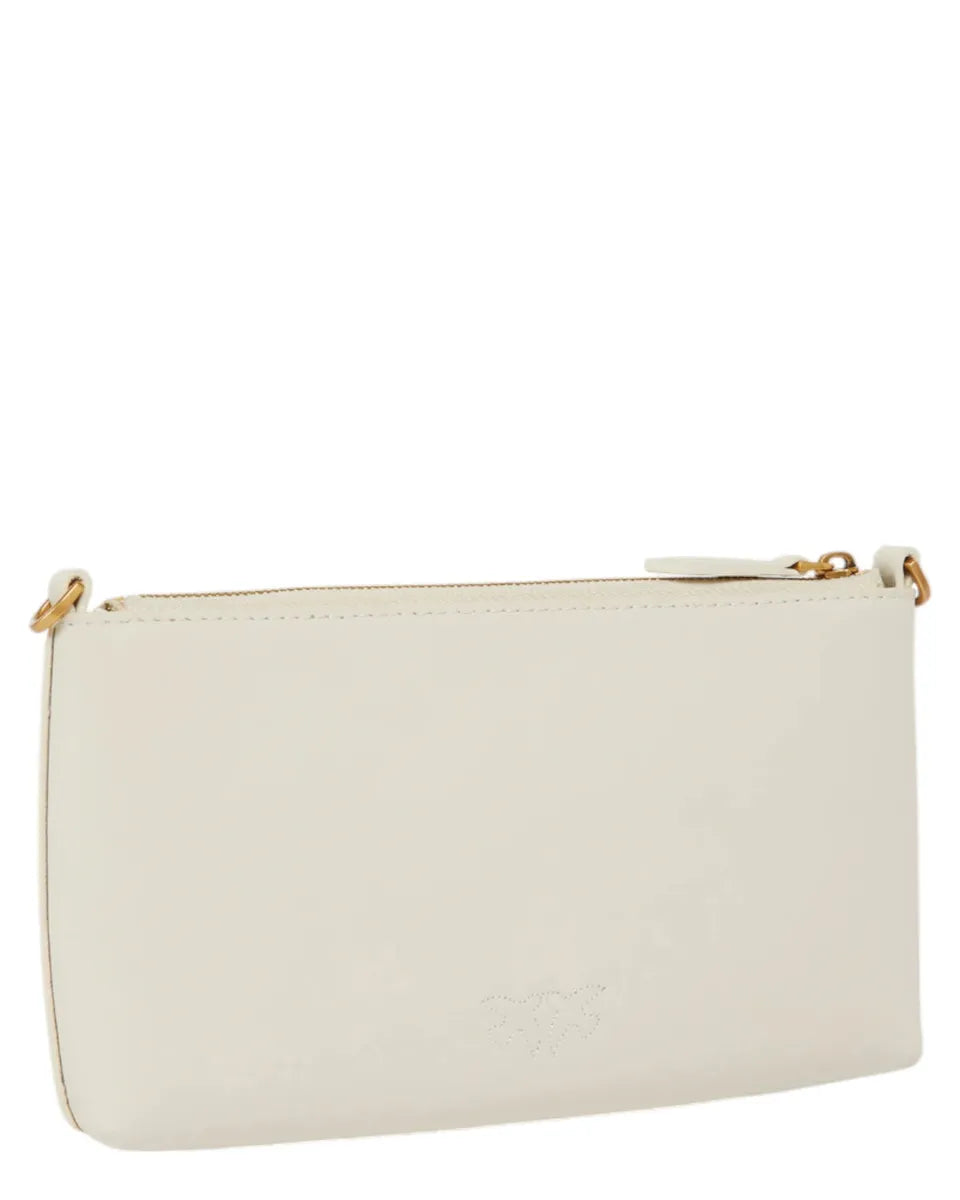 Borsa a Tracolla Piatta in Pelle con Logo Love Birds in Rilievo-Pinko-Pochette-Vittorio Citro Boutique