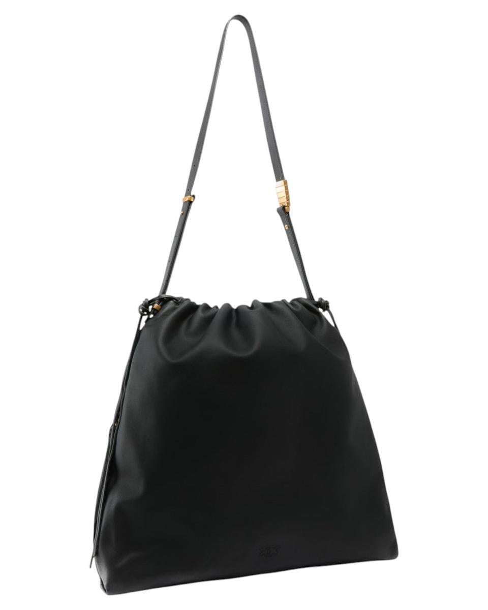 Maxi Borsa Extra Slouchy in Pelle con Logo Love Birds e Coulisse-Pinko-Borse a spalla-Vittorio Citro Boutique