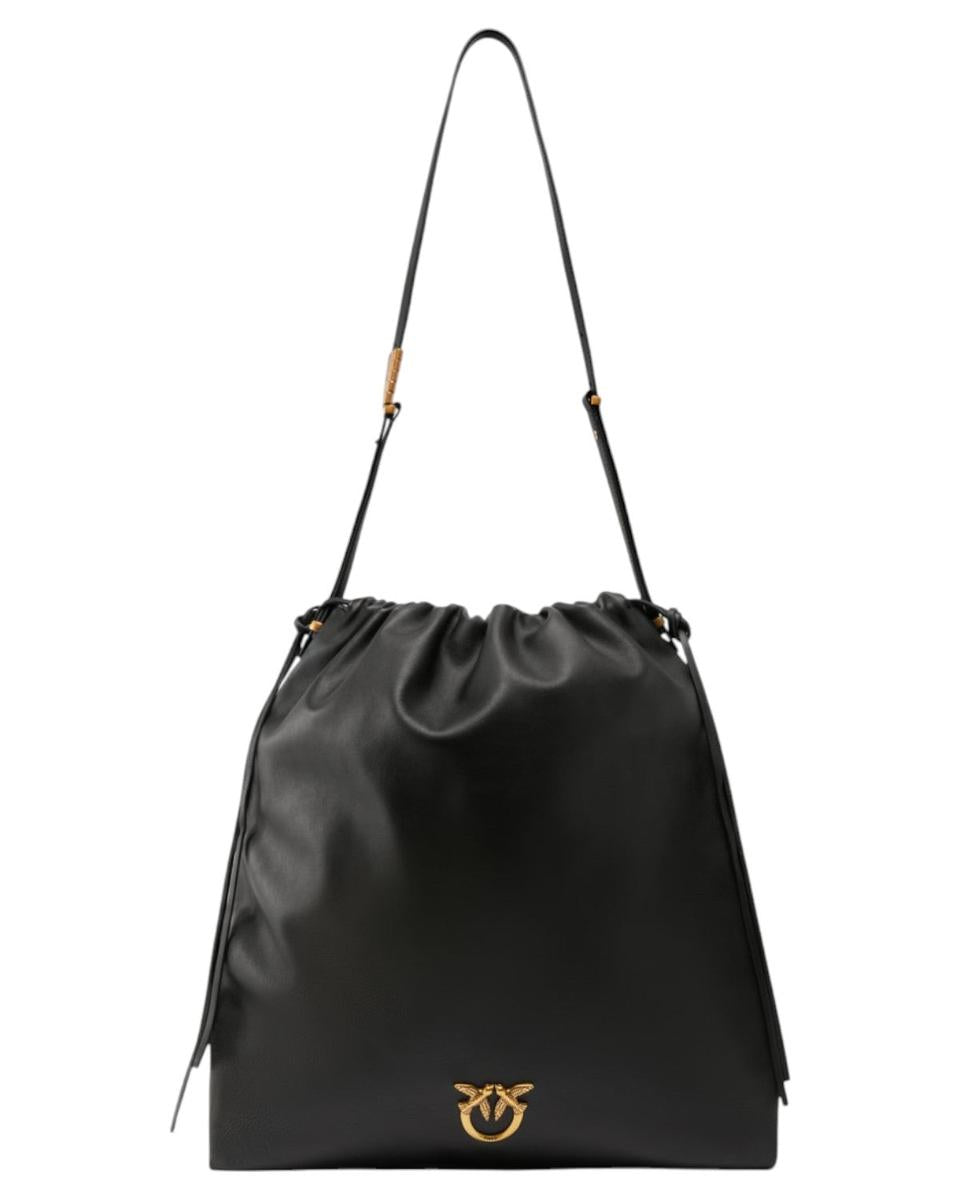 Maxi Borsa Extra Slouchy in Pelle con Logo Love Birds e Coulisse-Pinko-Borse a spalla-Vittorio Citro Boutique