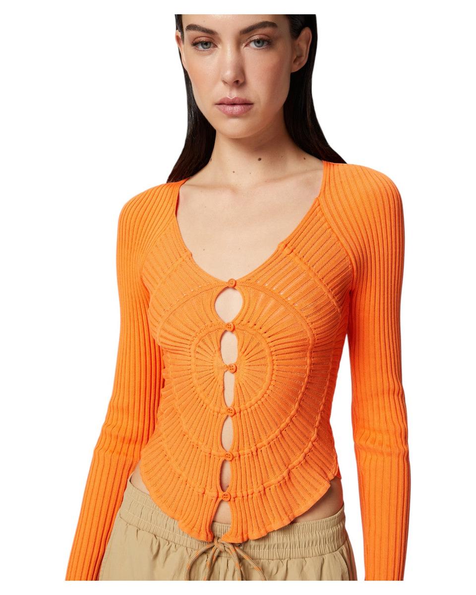 Cardigan Aderente a Costine con Motivo Sunny e Bottoni-Pinko-Maglieria-Vittorio Citro Boutique