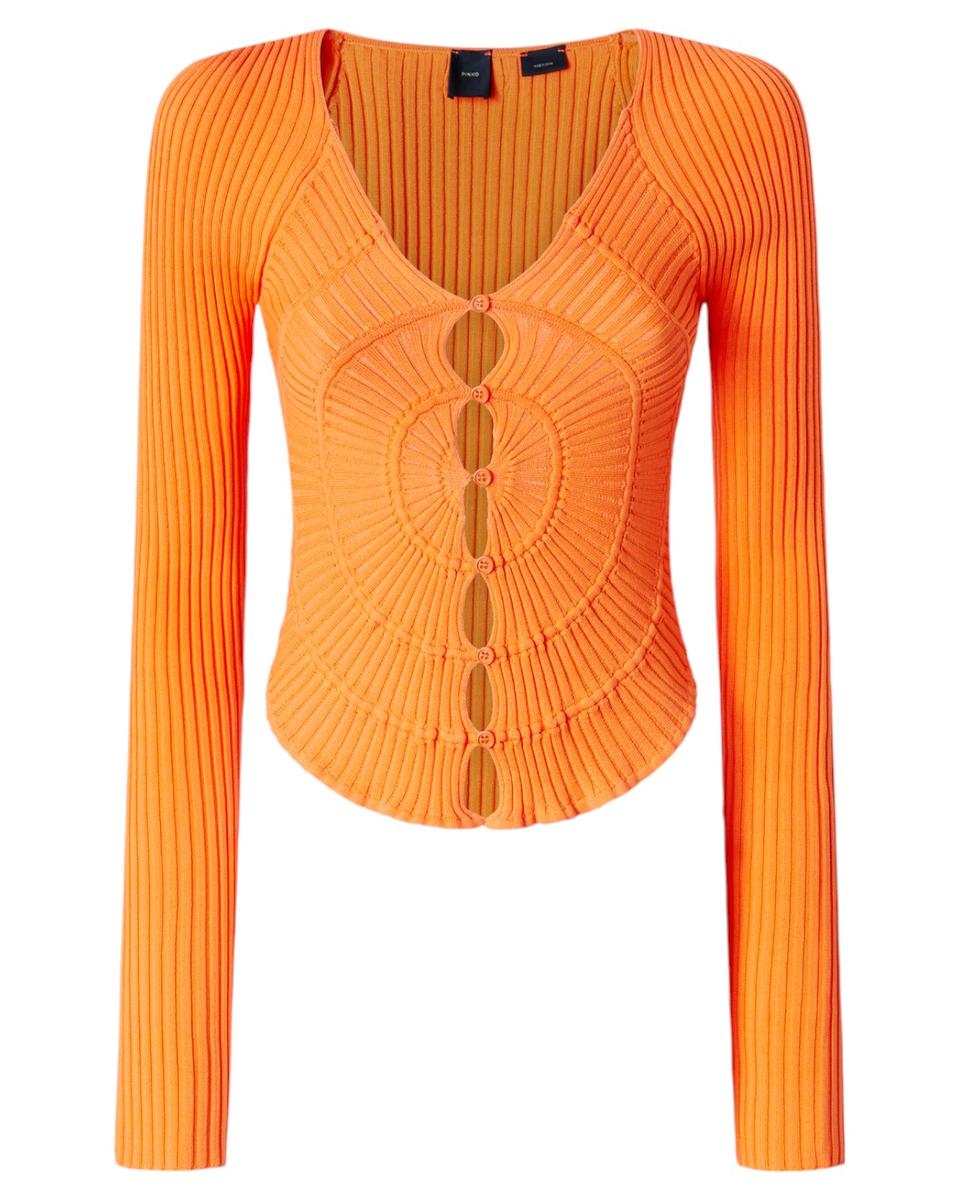 Cardigan Aderente a Costine con Motivo Sunny e Bottoni-Pinko-Maglieria-Vittorio Citro Boutique