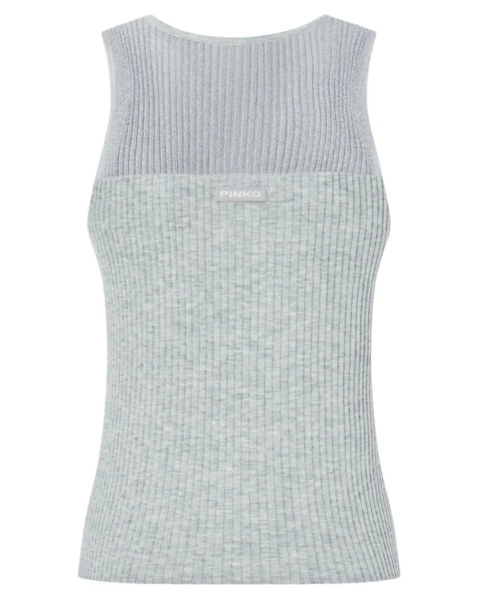 Top smanicato a costine in seta e cashmere con dettaglio corpetto-Pinko-Top-Vittorio Citro Boutique