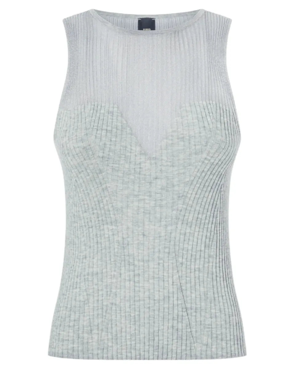 Top smanicato a costine in seta e cashmere con dettaglio corpetto-Pinko-Top-Vittorio Citro Boutique