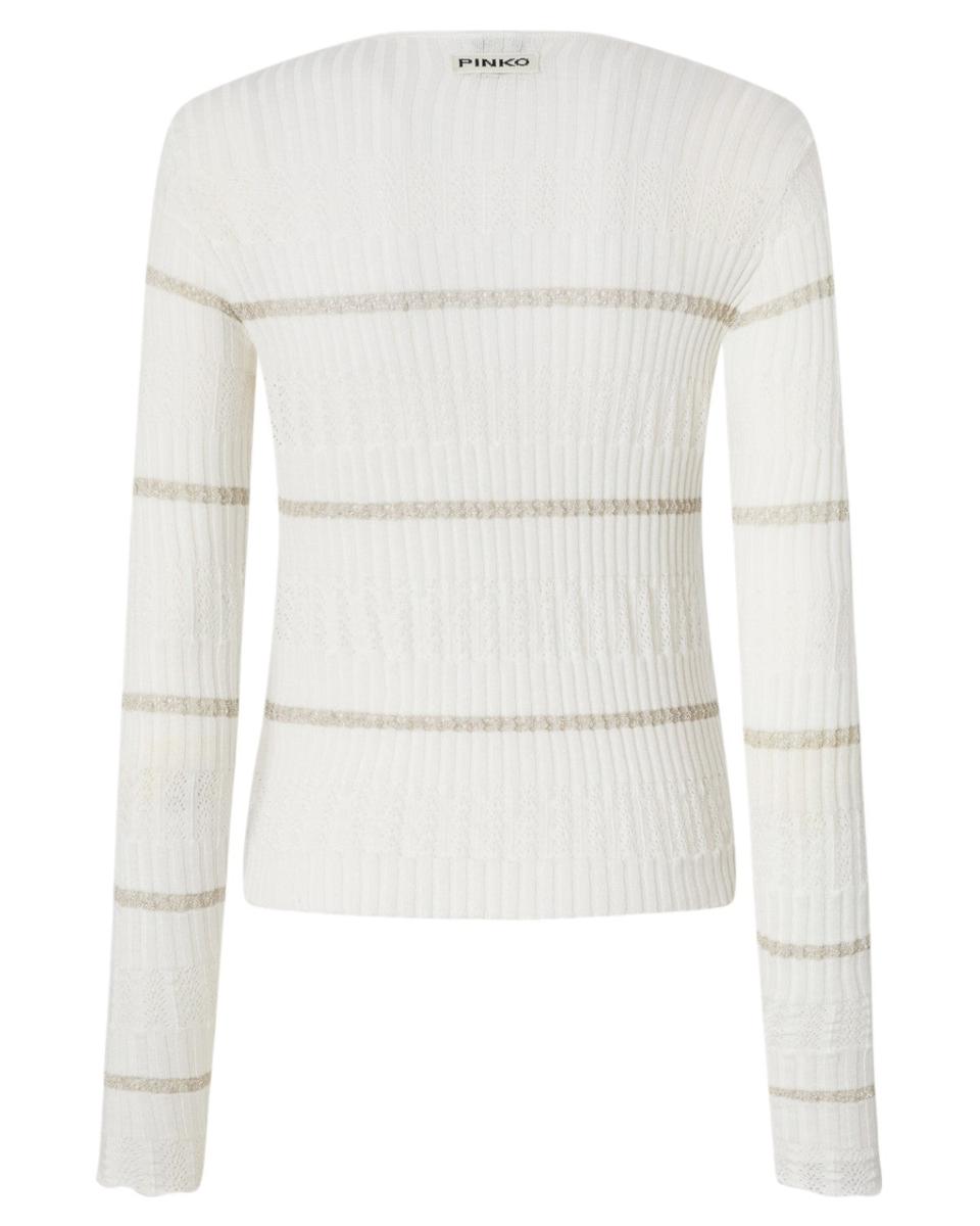 Maglia a Costine con Righe Metallizzate in Cotone e Seta-Pinko-Maglieria-Vittorio Citro Boutique