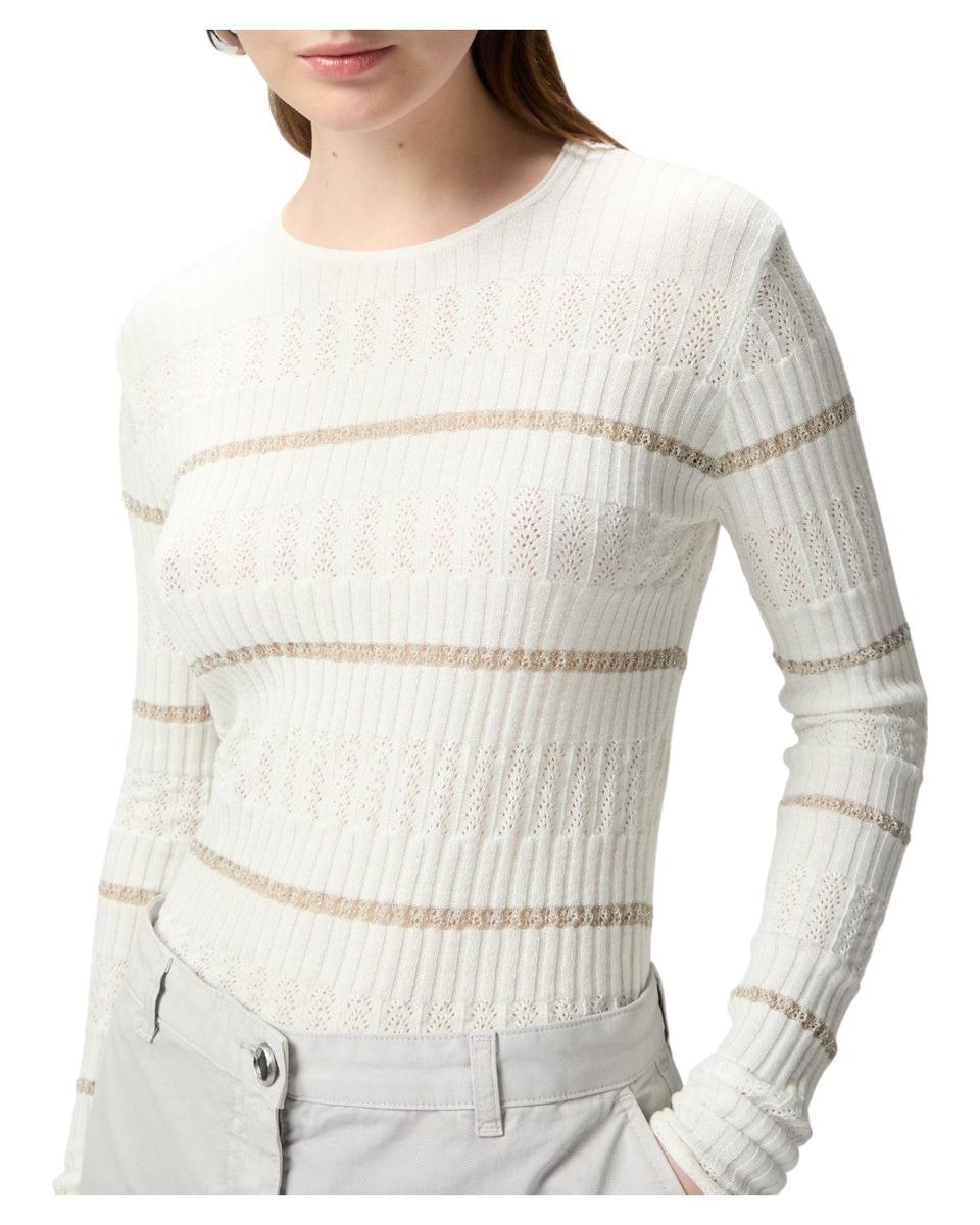 Maglia a Costine con Righe Metallizzate in Cotone e Seta-Pinko-Maglieria-Vittorio Citro Boutique