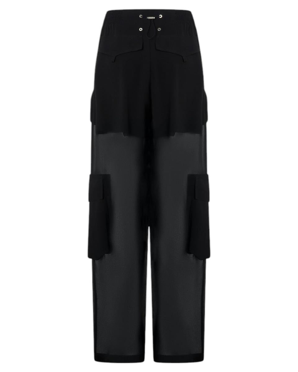 Pantaloni Cargo in Georgette Semitrasparente con Maxi Tasche-Pinko-Pantaloni-Vittorio Citro Boutique
