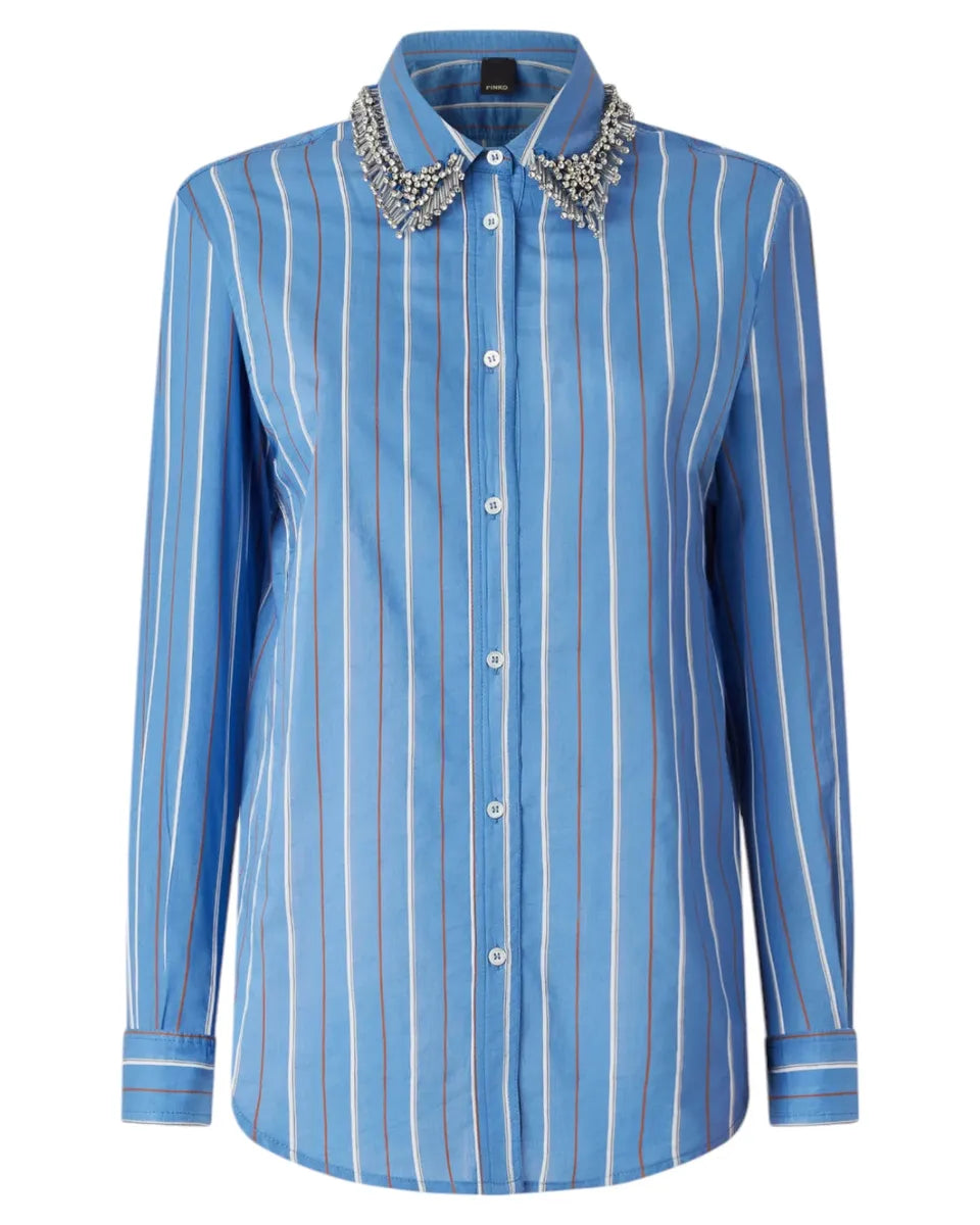 Camicia a Righe con Colletto Gioiello-Pinko-Camicie-Vittorio Citro Boutique