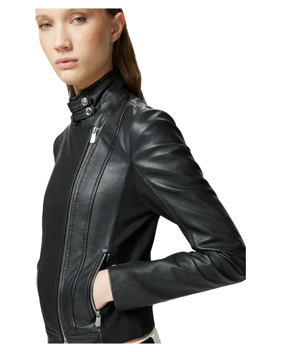 Giubbino Biker in Pelle e Tessuto Tecnico-Pinko-Giacche-Vittorio Citro Boutique