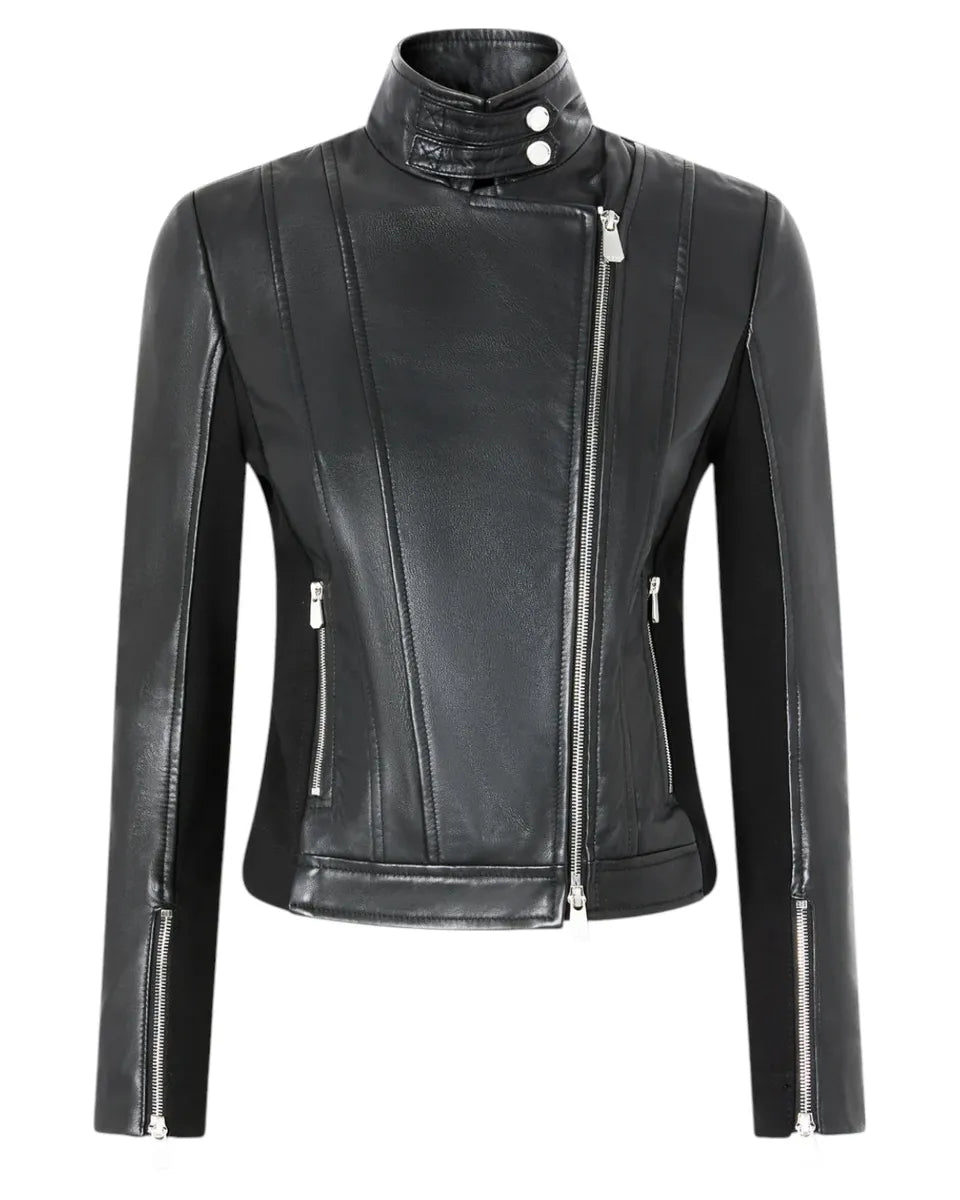 Giubbino Biker in Pelle e Tessuto Tecnico-Pinko-Giacche-Vittorio Citro Boutique