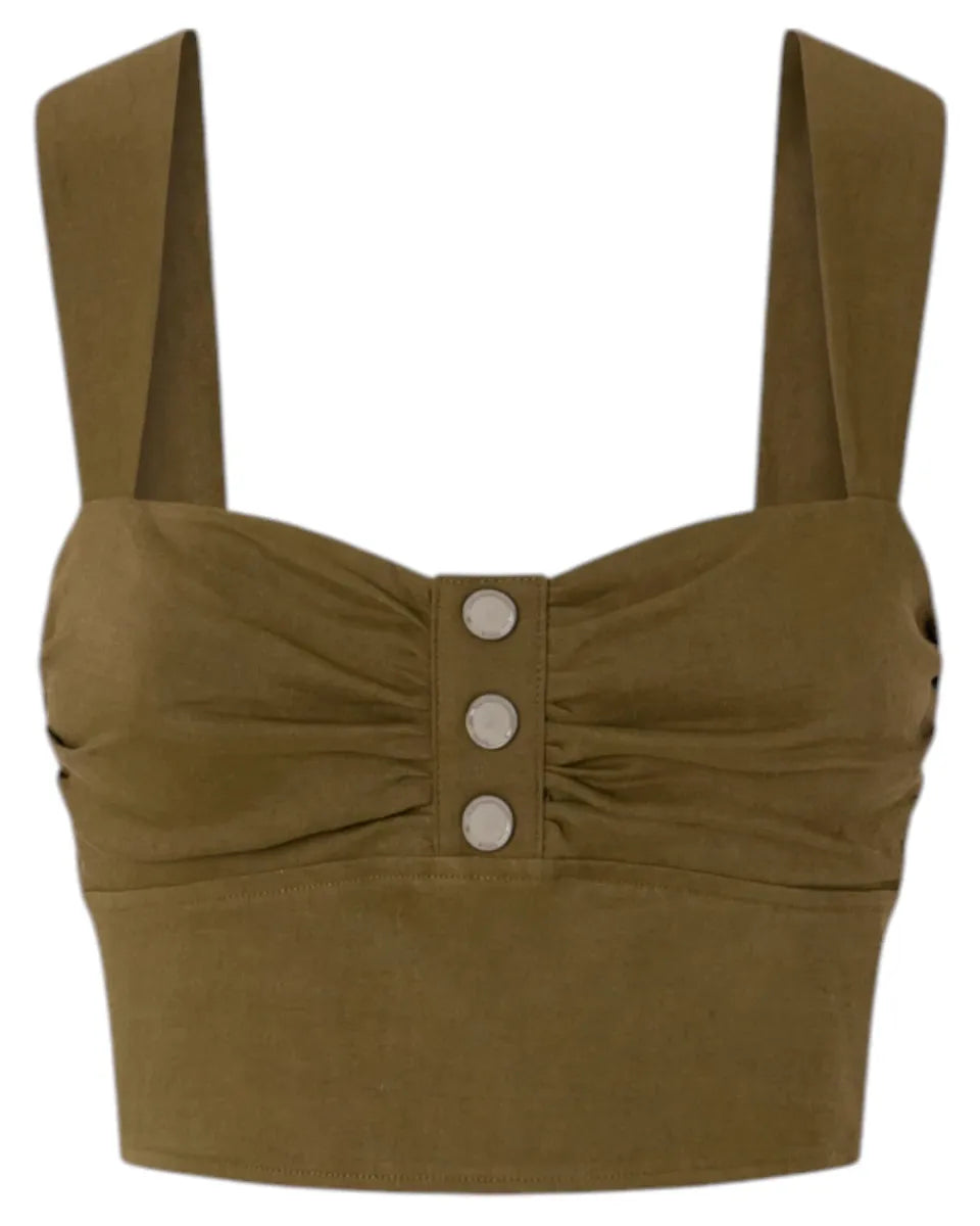 Crop Top in Lino Stretch-Pinko-Top-Vittorio Citro Boutique