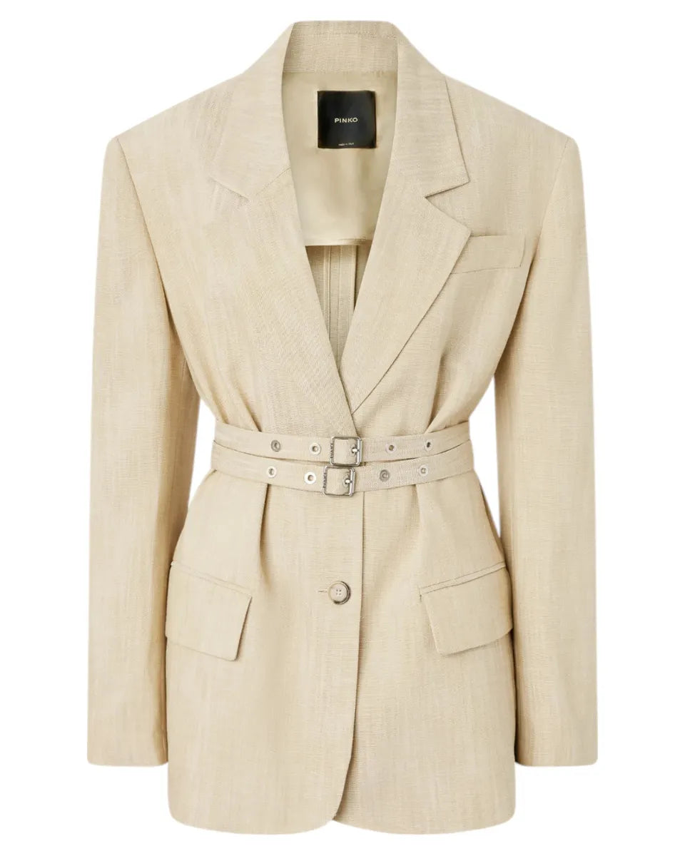 Blazer Oversize in Tela con Texture-Pinko-Giacche-Vittorio Citro Boutique
