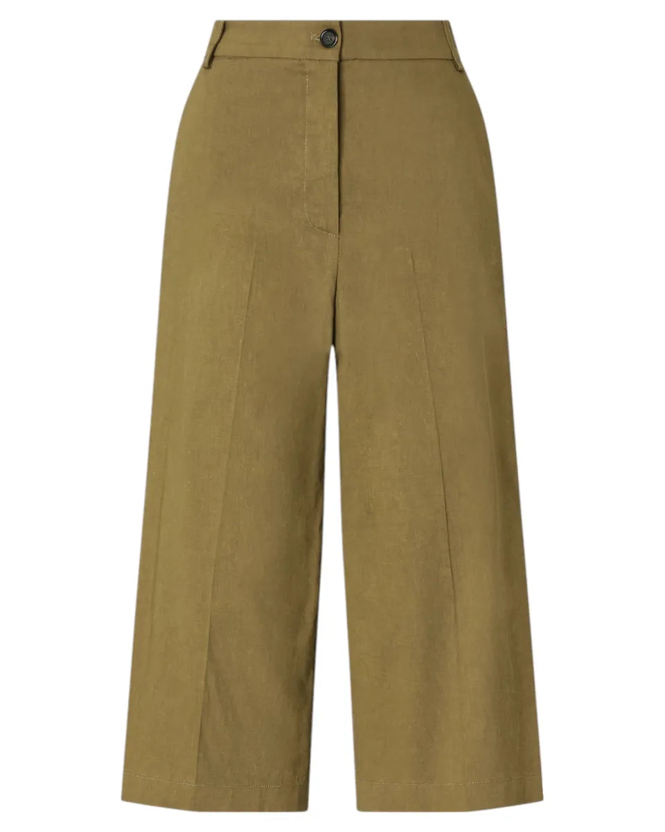 Bermuda ampi in lino stretch a trapezio con chiusura a bottoni-Pantaloni-Pinko-Vittorio Citro Boutique