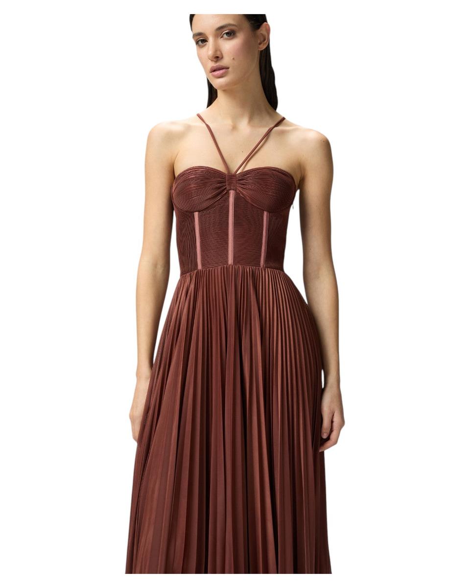 Abito Lungo Elegante Bustier in Jersey Plissé Cicogna-Pinko-Abiti-Vittorio Citro Boutique