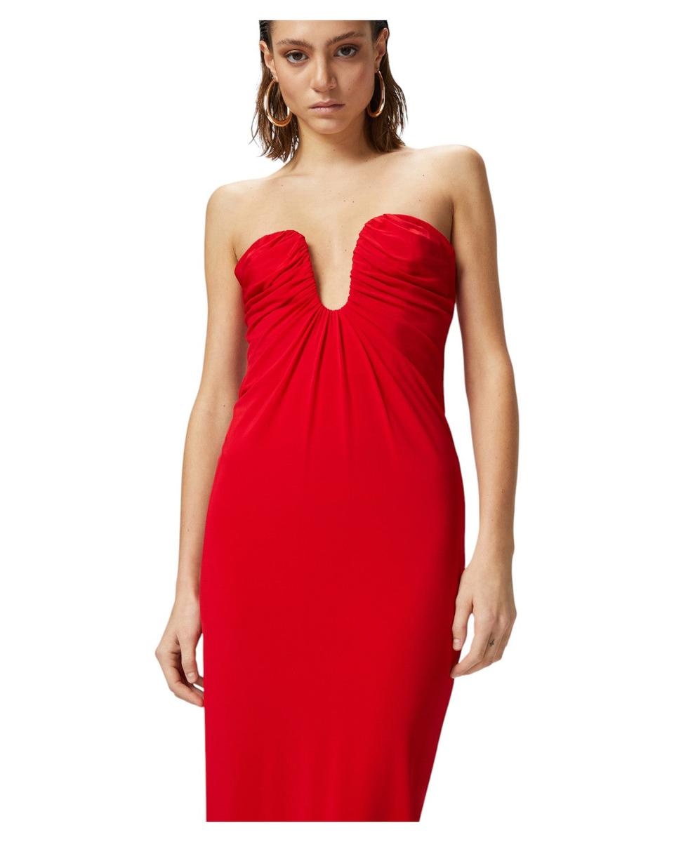 Abito Midi da Sera Cenerino con Scollo Sagomato Drappeggiato-Pinko-Abiti-Vittorio Citro Boutique