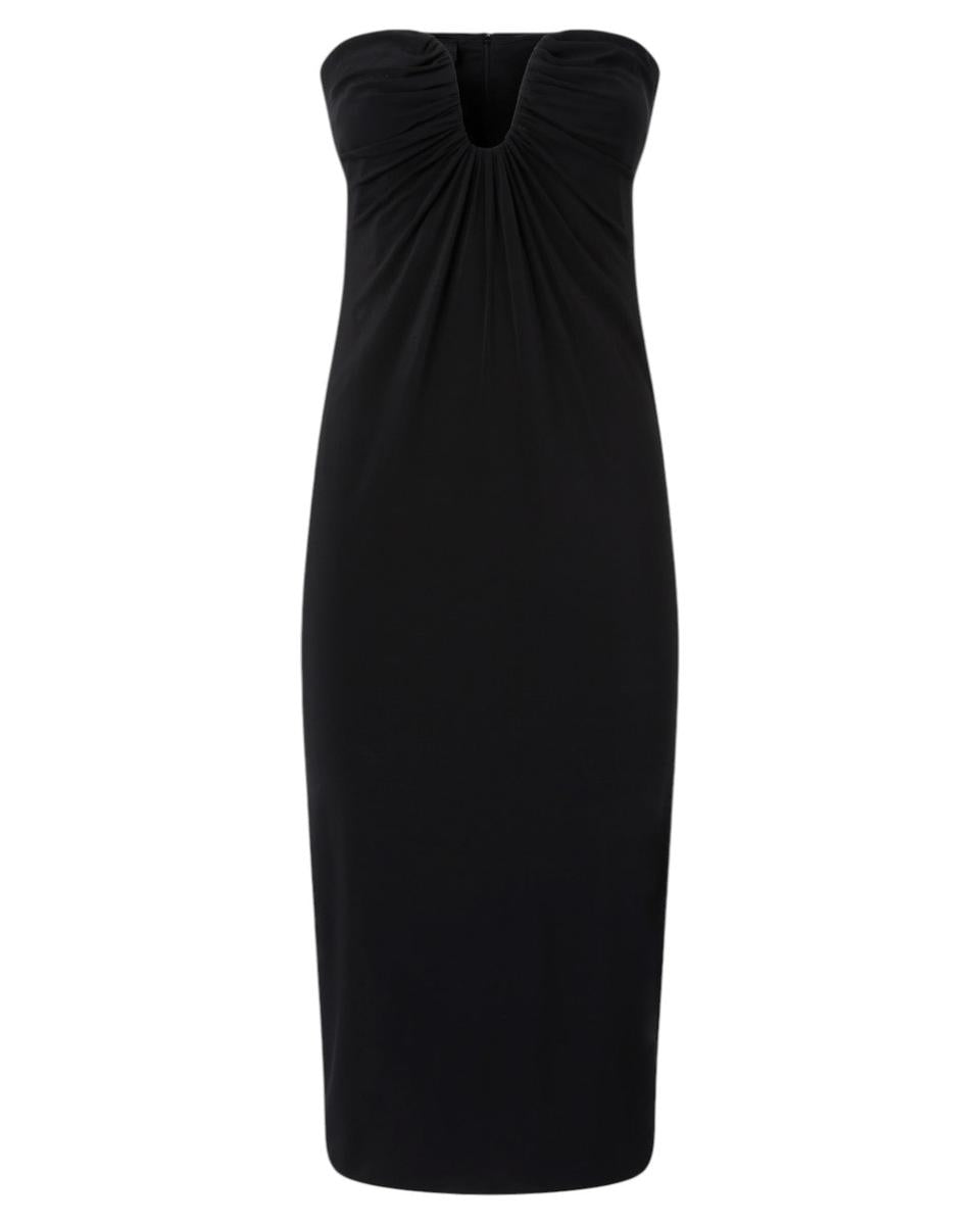 Abito Midi da Sera Cenerino con Scollo Sagomato Drappeggiato-Pinko-Abiti-Vittorio Citro Boutique