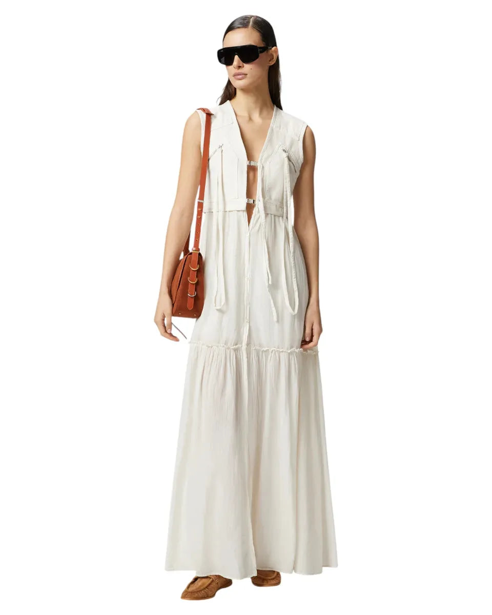 Abito Lungo in Cotone con Gilet Smanicato Utility-Pinko-Abiti-Vittorio Citro Boutique