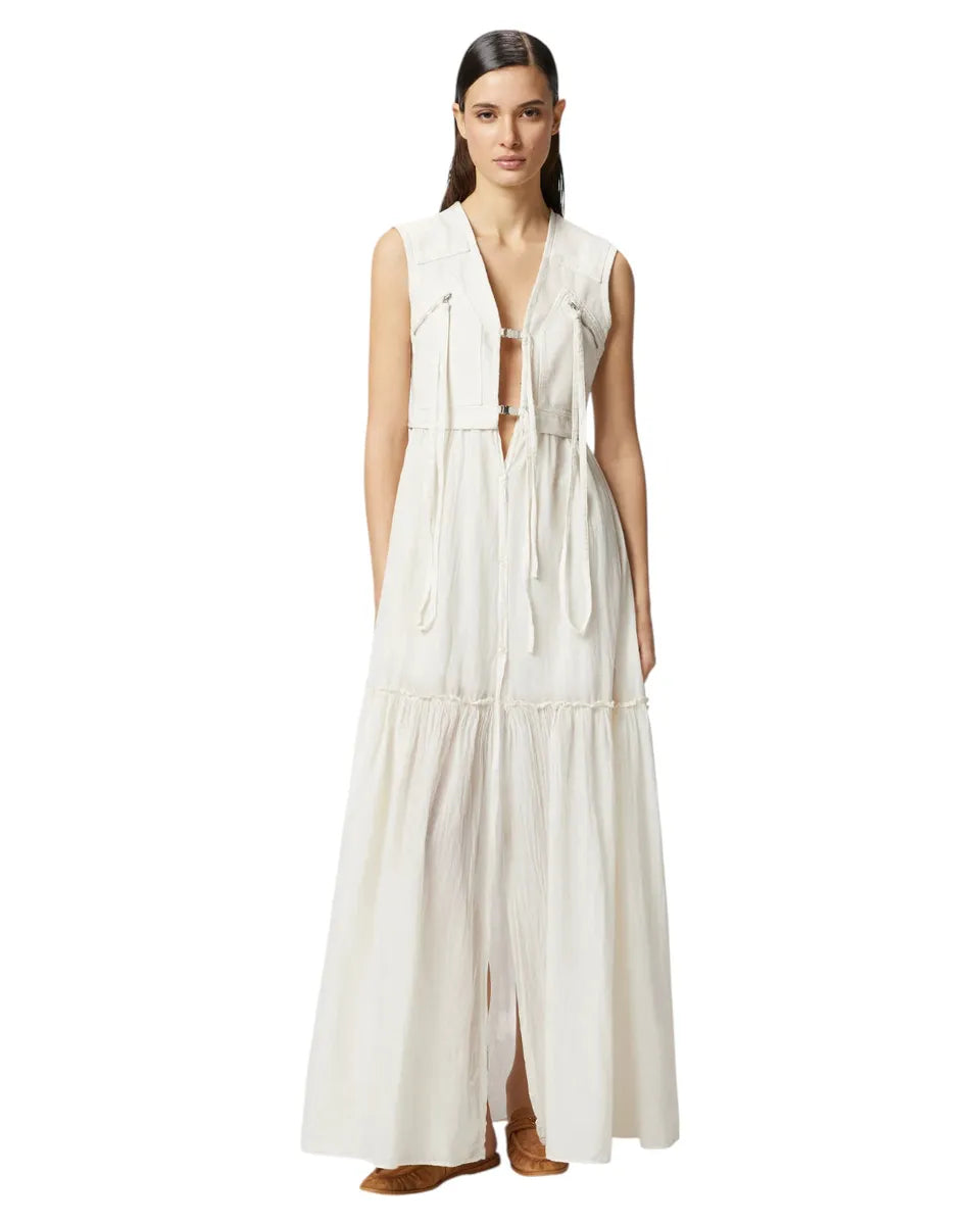 Abito Lungo in Cotone con Gilet Smanicato Utility-Pinko-Abiti-Vittorio Citro Boutique