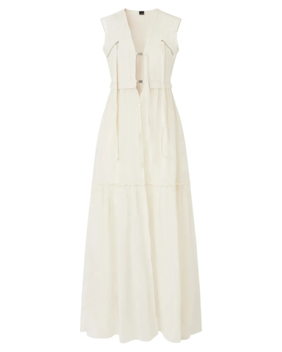 Abito Lungo in Cotone con Gilet Smanicato Utility-Pinko-Abiti-Vittorio Citro Boutique