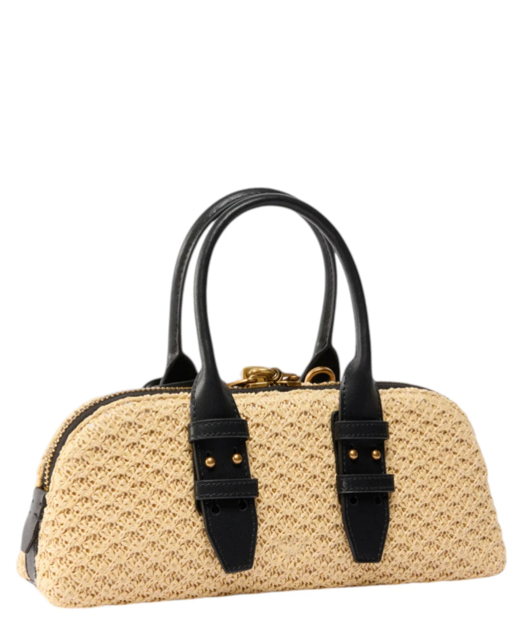 Pinko Escape Bag Mini aus Rafia mit Schulterriemen