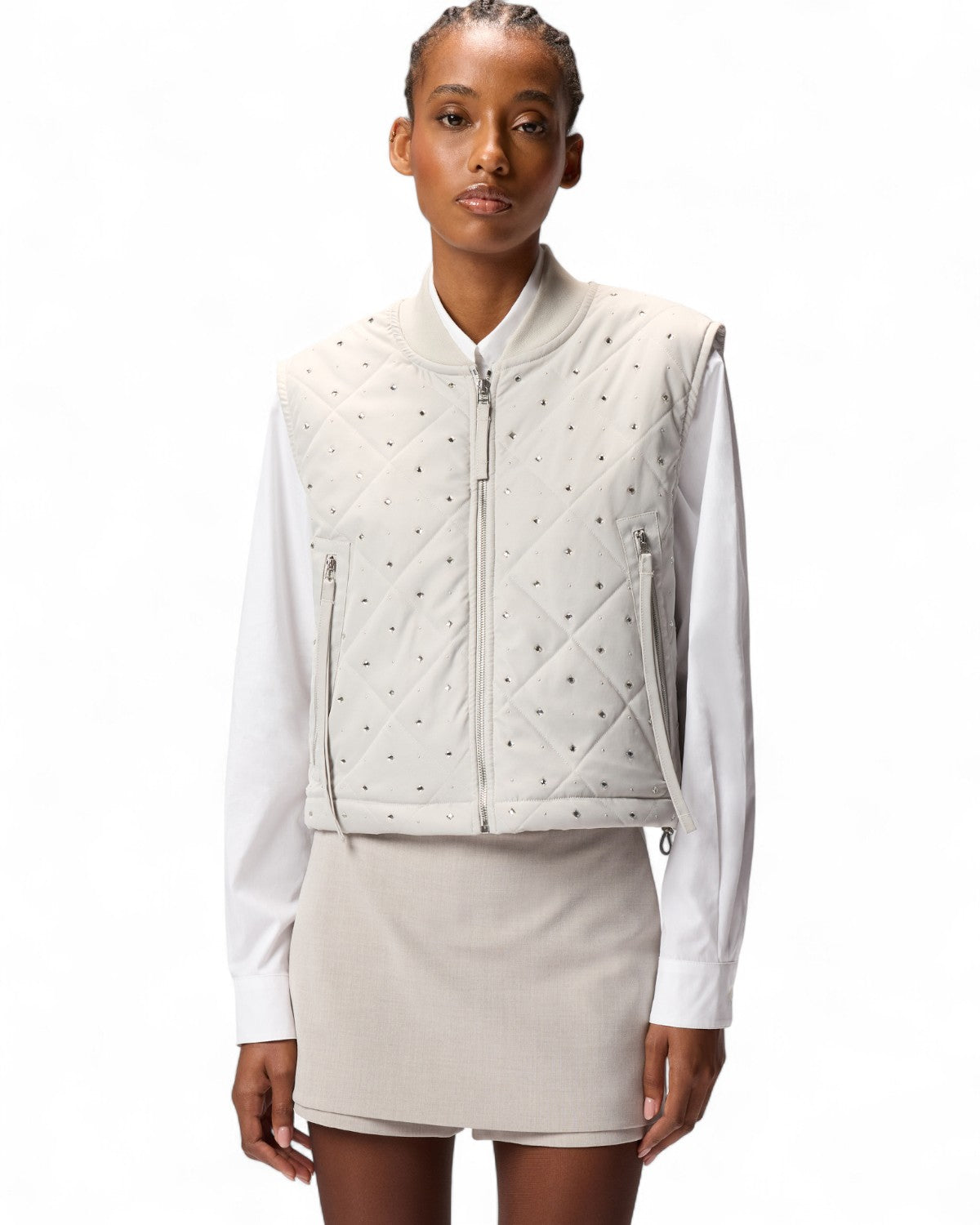 Gilet trapuntato con strass e borchie-Pinko-Gilet-Vittorio Citro Boutique