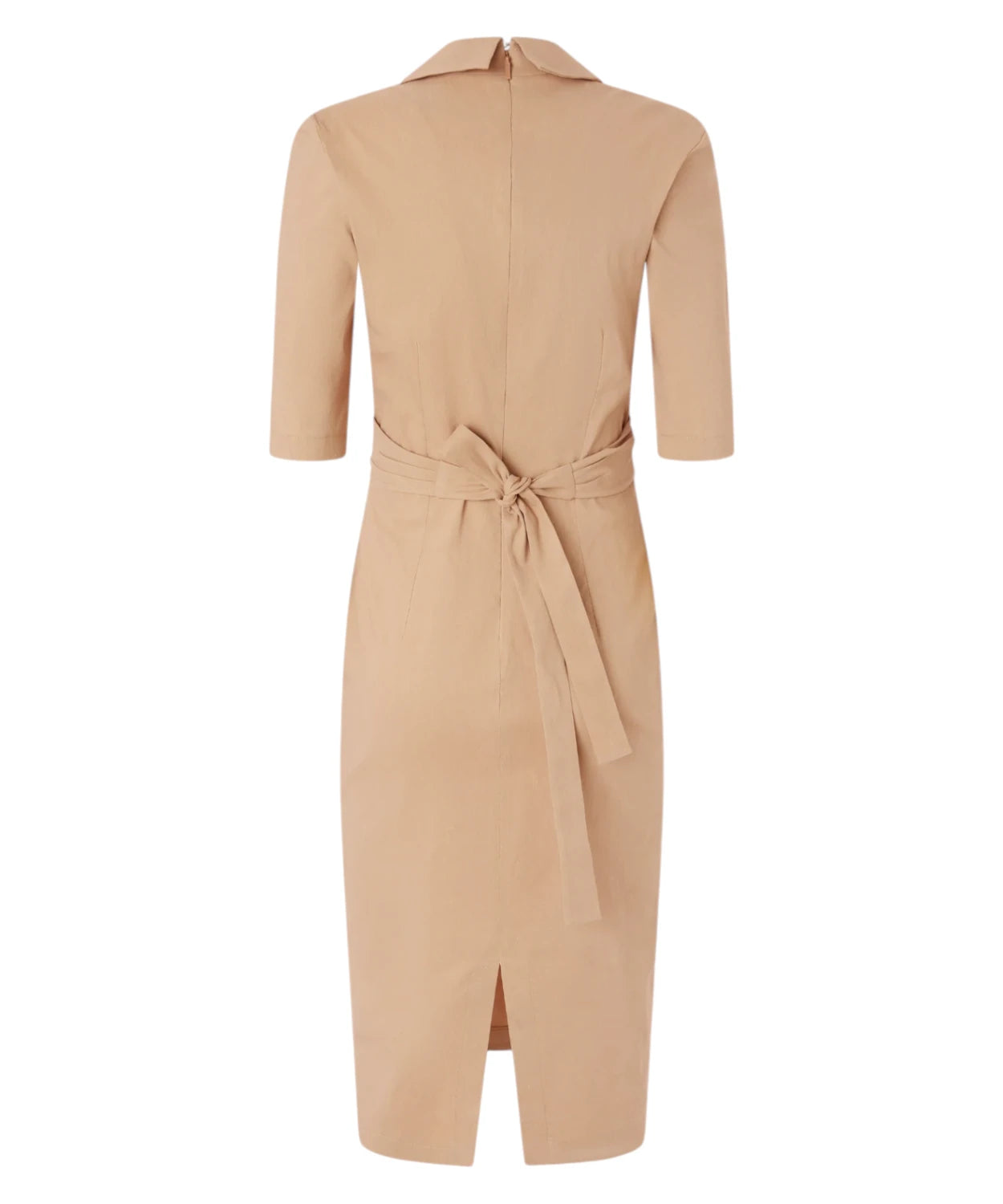 Abito Asimmetrico ALLYSON Aderente in Misto Lino con Fiocco e Revers