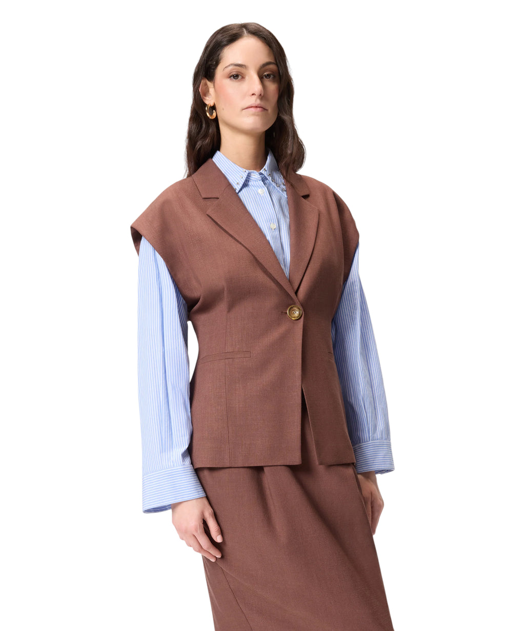 FLOELLA Pinko Sleeveless Jacket with Linen Effect