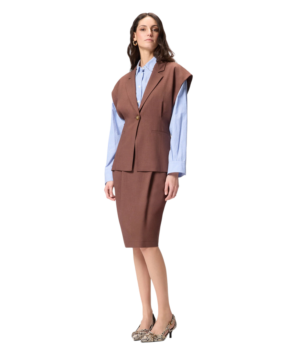 FLOELLA Pinko Sleeveless Jacket with Linen Effect