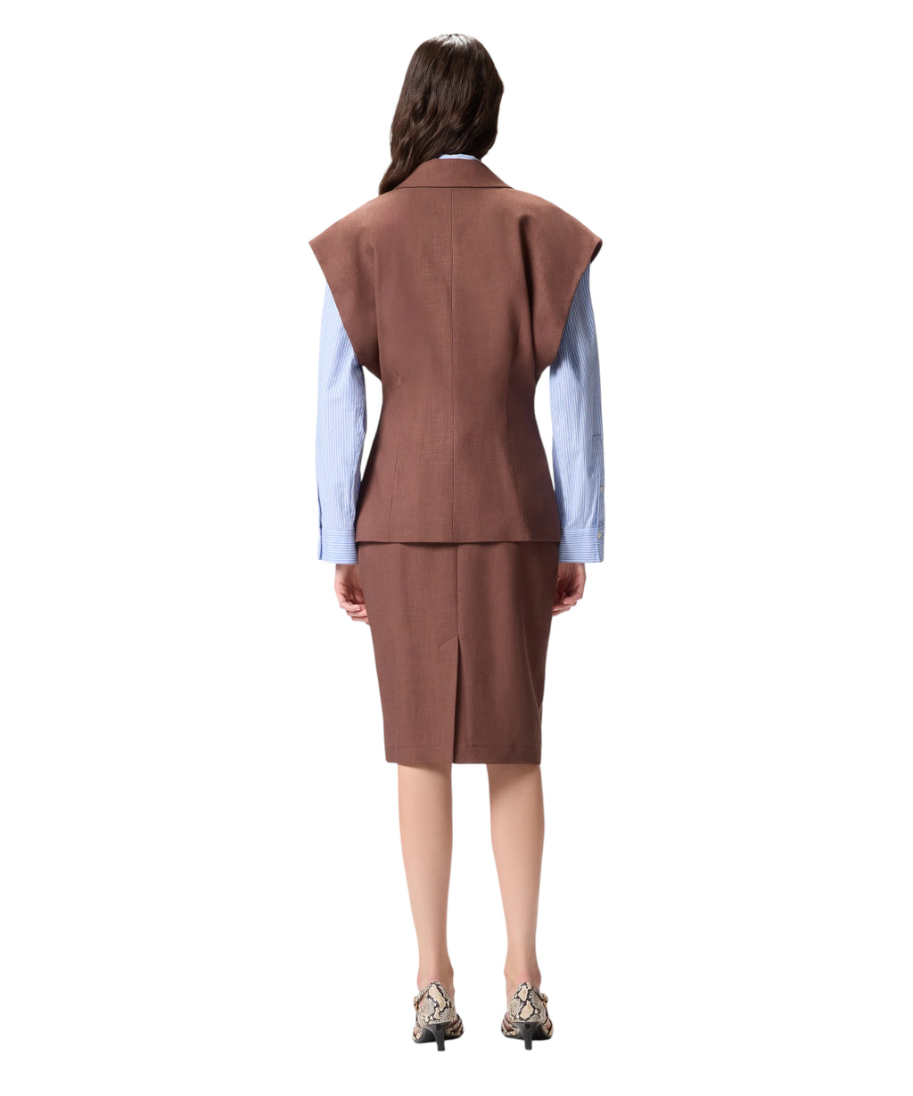 FLOELLA Pinko Sleeveless Jacket with Linen Effect