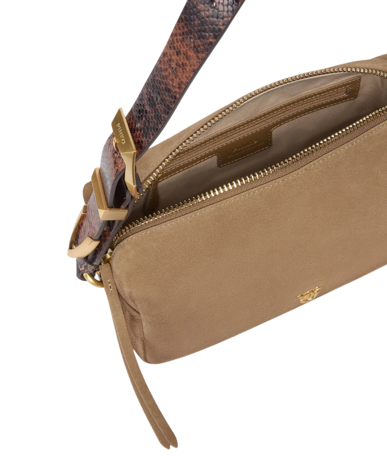Bauletto Pinko aus Wildleder mit pitoniertem Schulterriemen