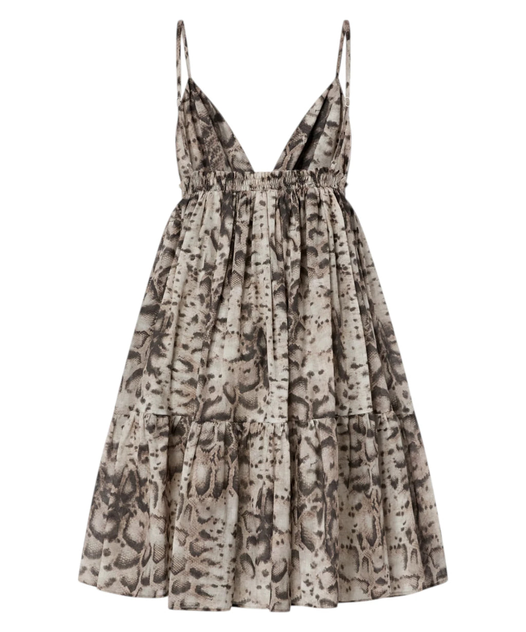 Vestido corto Pinko con estampado de serpiente en muselina de algodón