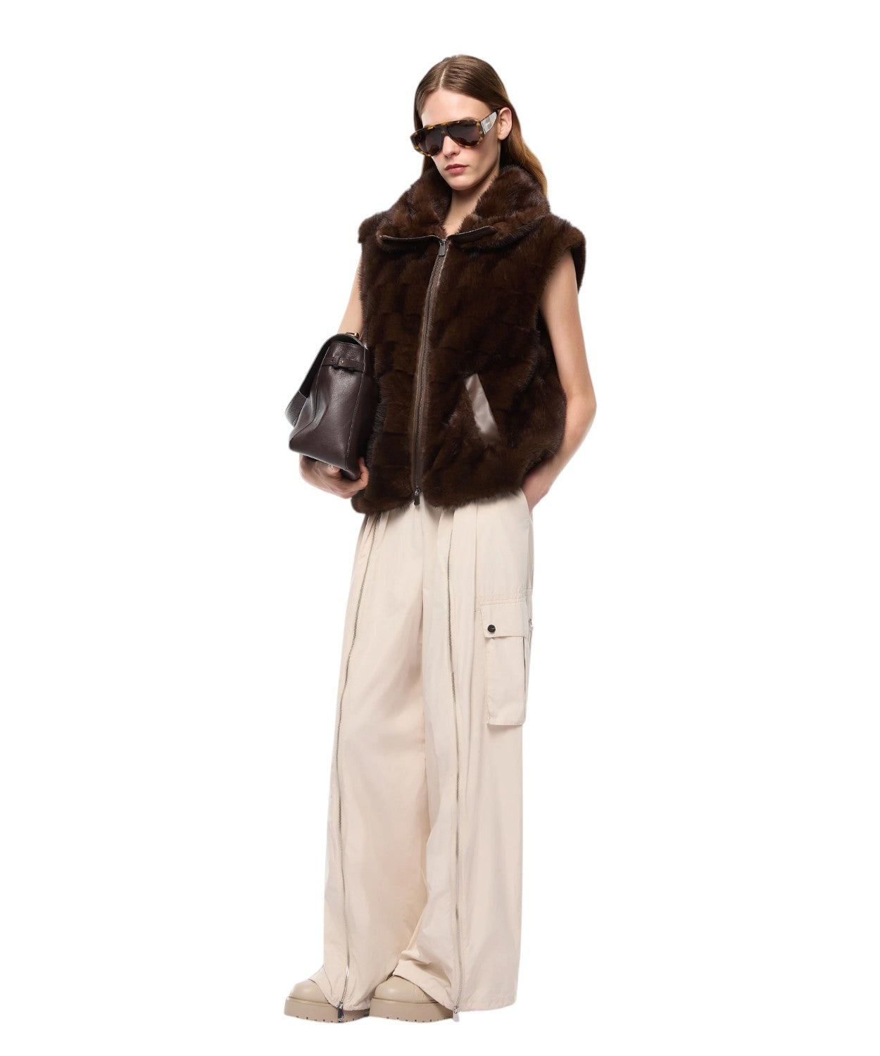 Gilet Effetto Pelliccia Pinko con Zip e Fodera