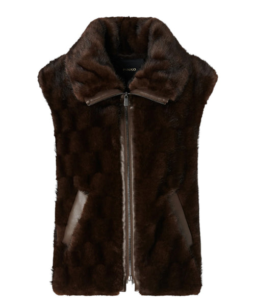 Gilet Effetto Pelliccia Pinko con Zip e Fodera