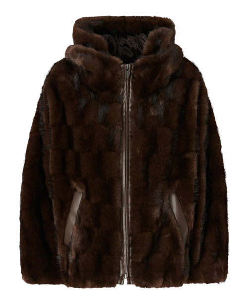 Giacca Blouson Pelliccia con Cappuccio Pinko