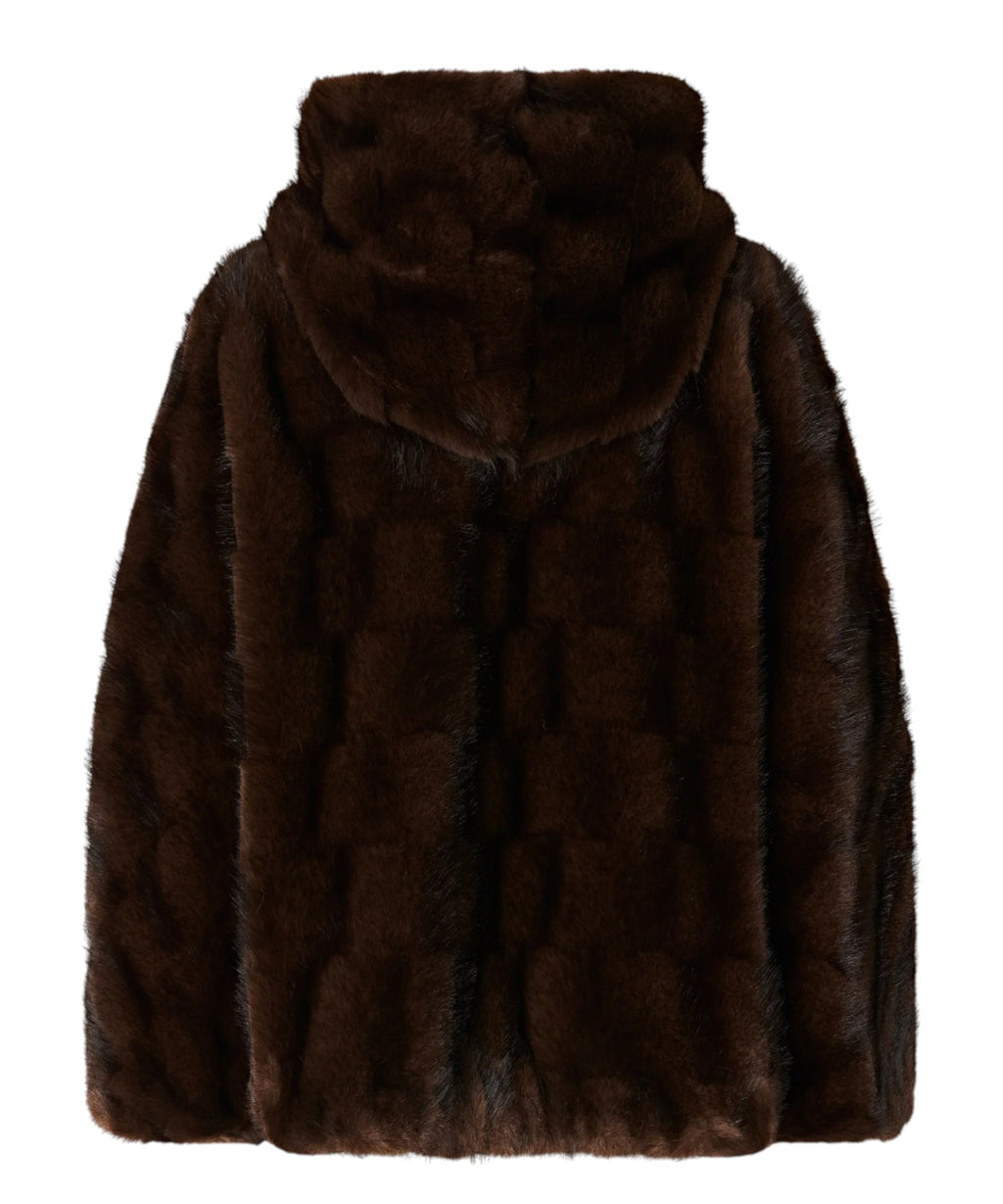 Giacca Blouson Pelliccia con Cappuccio Pinko