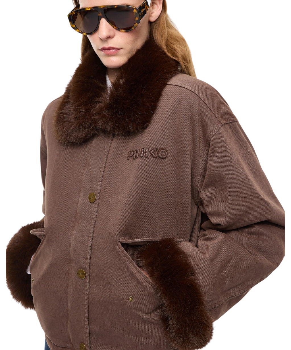 Caban Pinko in Cotone Effetto Pelliccia per Donna
