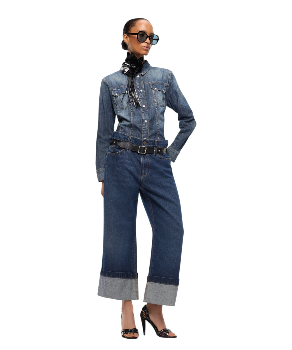 Jeans Pinko Cyntia Donna con Cintura e Risvolto