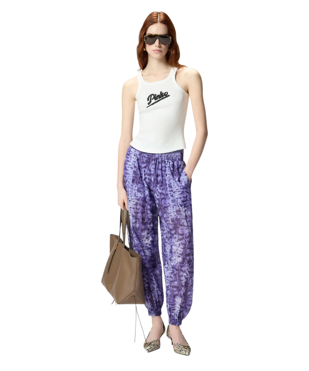 Pinko CAIPIROSKA tank top with rhinestone logo in stretch cotton