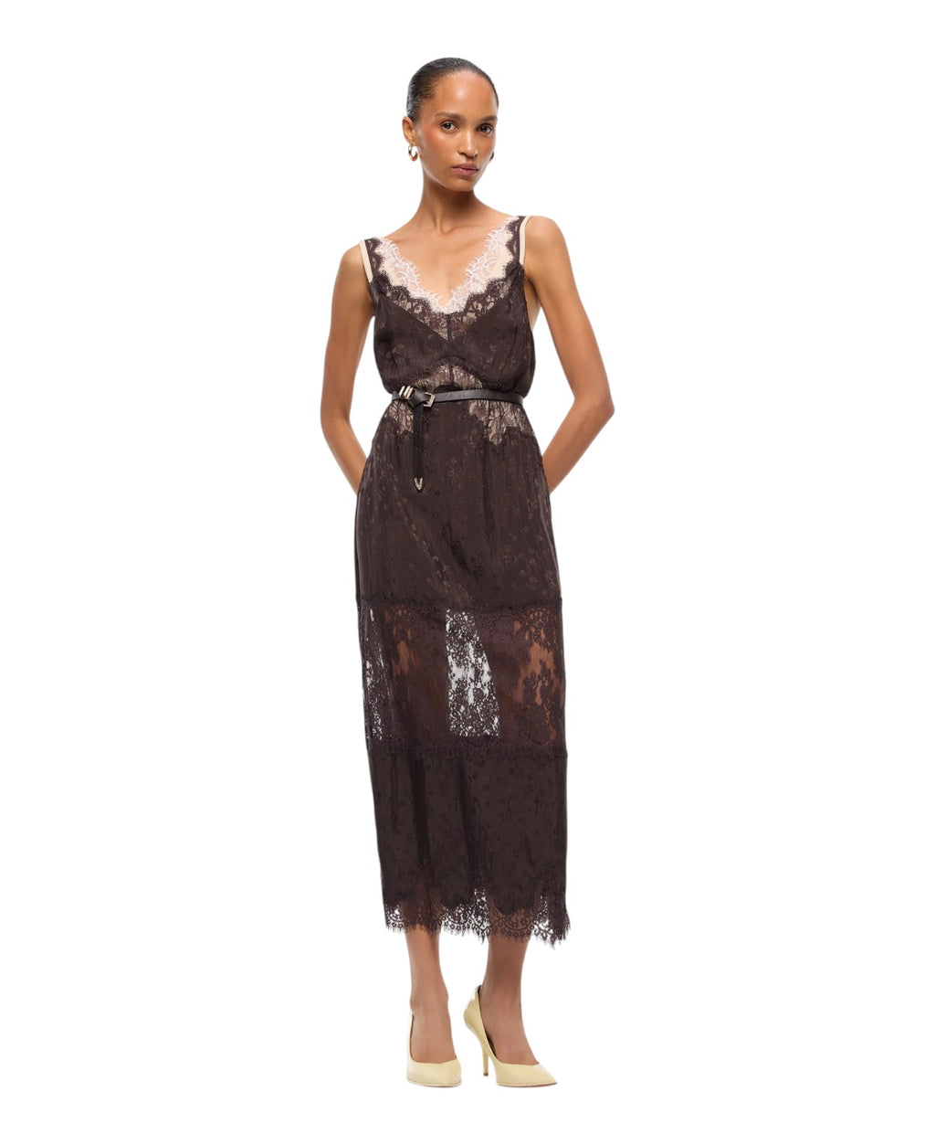 Abito Pinko Aster in Crêpe Jacquard con Pizzo