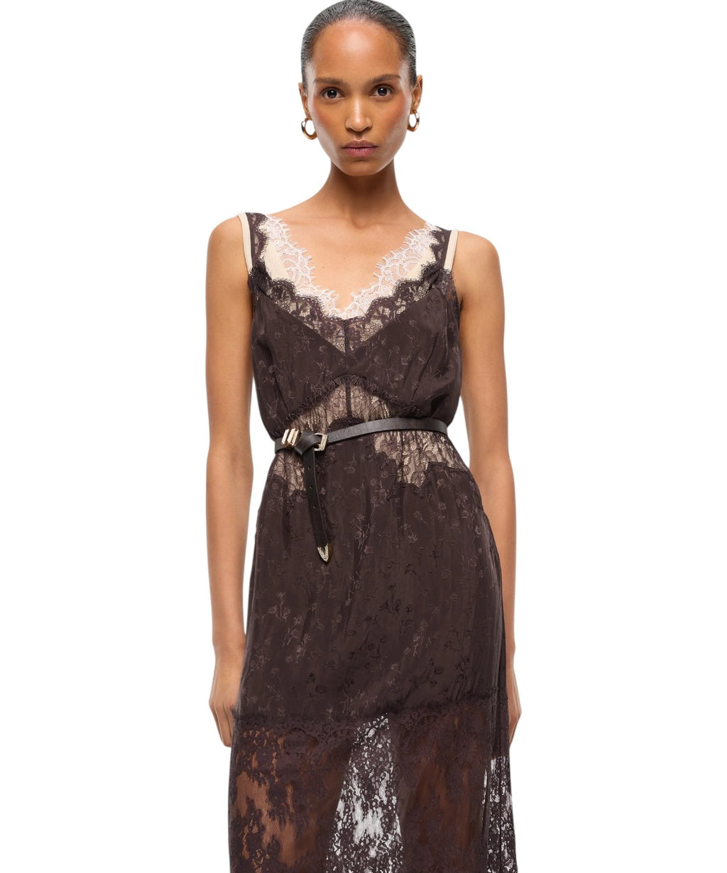 Abito Pinko Aster in Crêpe Jacquard con Pizzo
