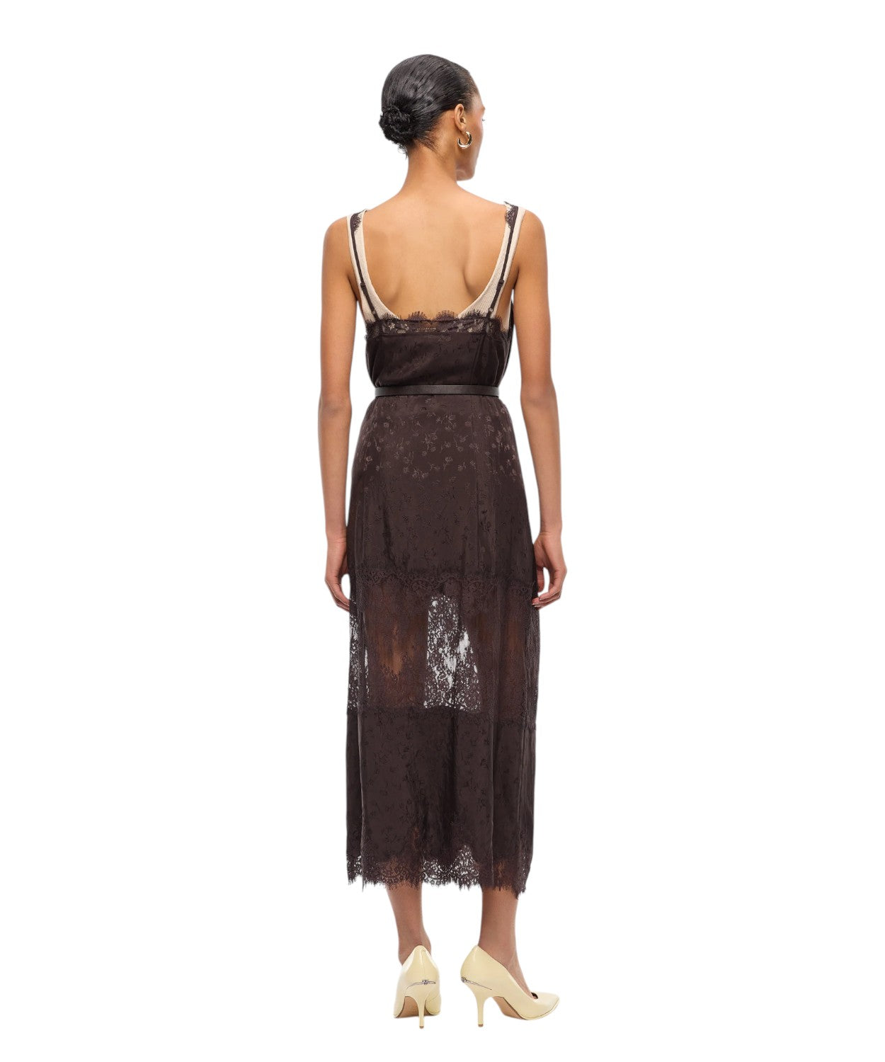 Pinko Aster kjole i Crêpe Jacquard med blonder