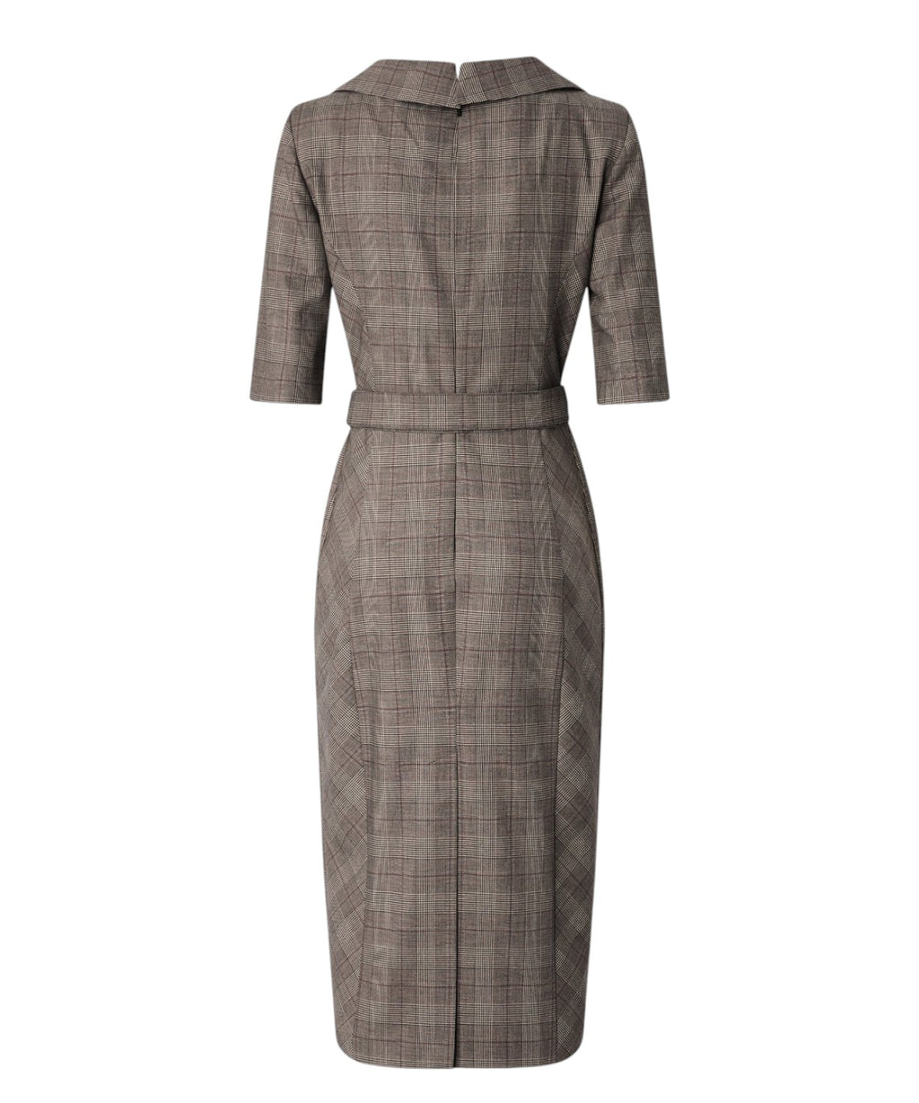 Abito Midi Check Misto Lana Pinko con Cintura Love Birds