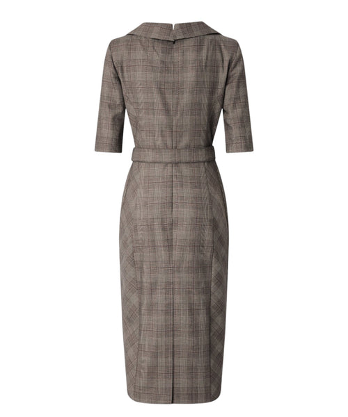 Abito Midi Check Misto Lana Pinko con Cintura Love Birds