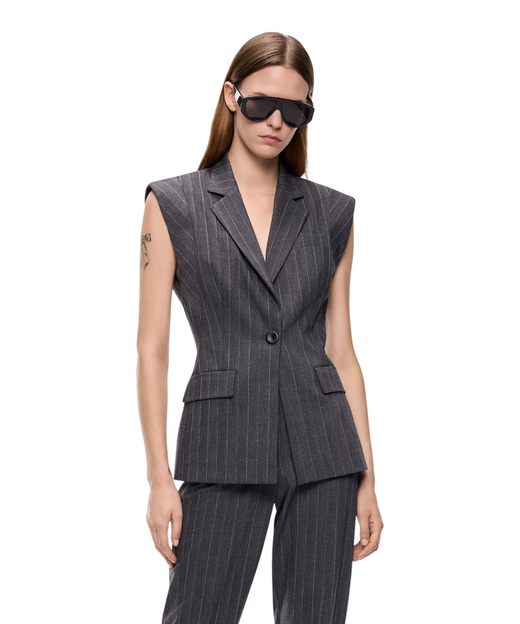 Gilet Donna Gessato Misto Lana Stretch Pinko