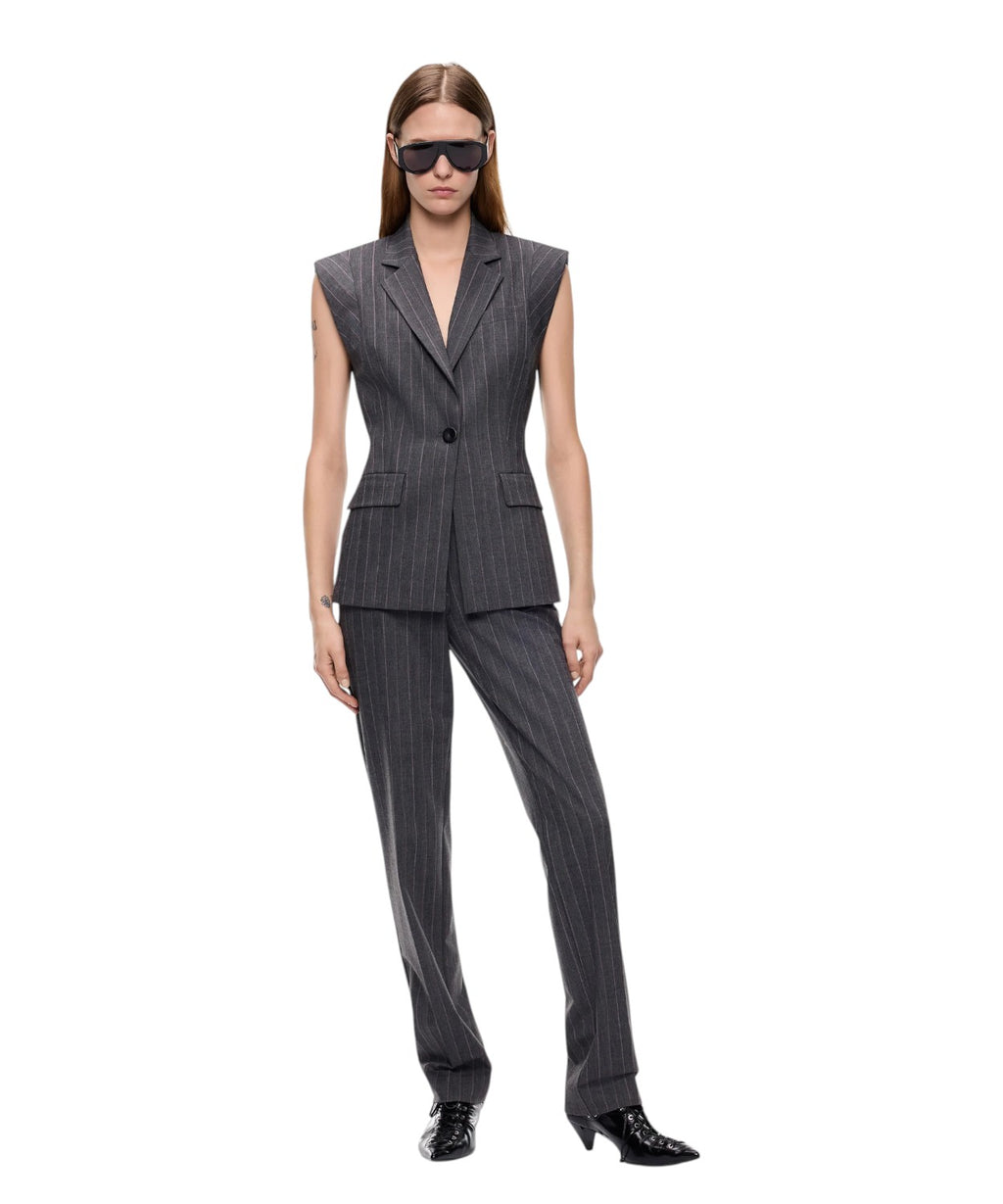 Gilet Donna Gessato Misto Lana Stretch Pinko